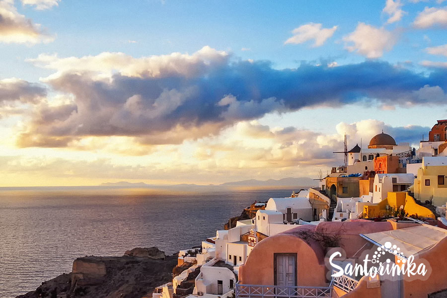 Autumn sunset in Santorini, Greece