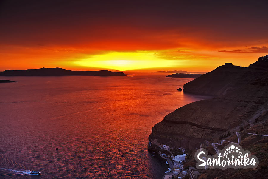 Sunset in Thira, Santorini, Greece