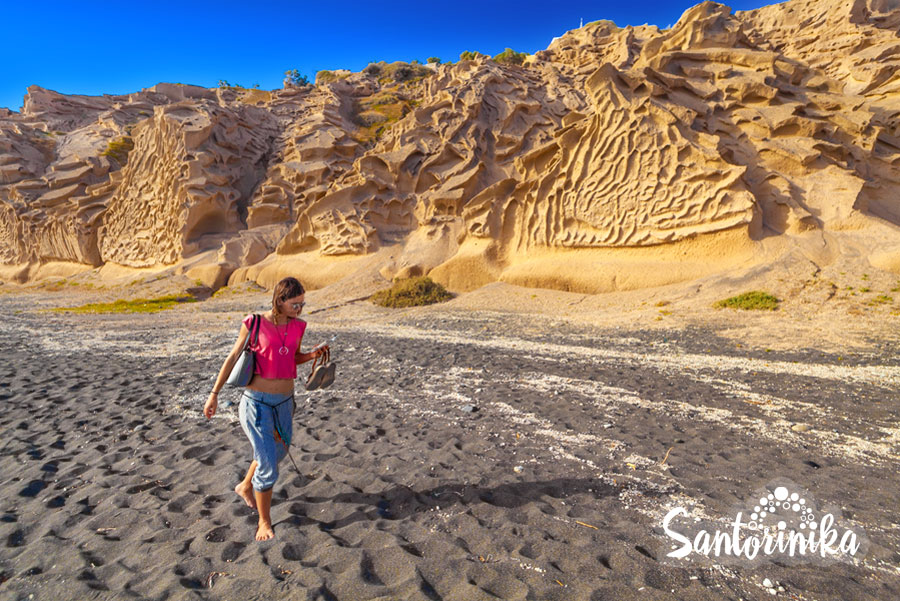 Vlychada black beach, Santorini, Greece