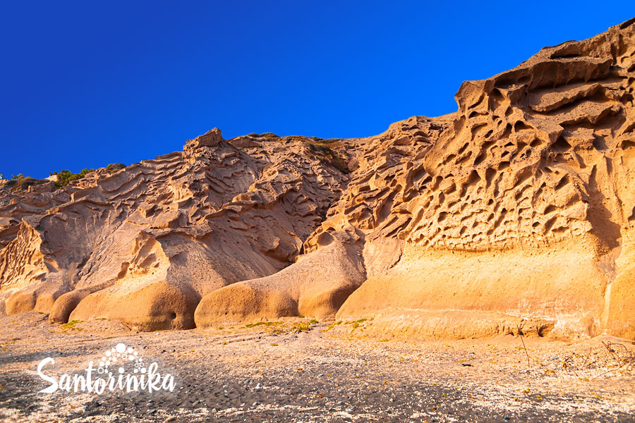 Unusually shaped rocks on Vlychada beach, Santorini, Greece