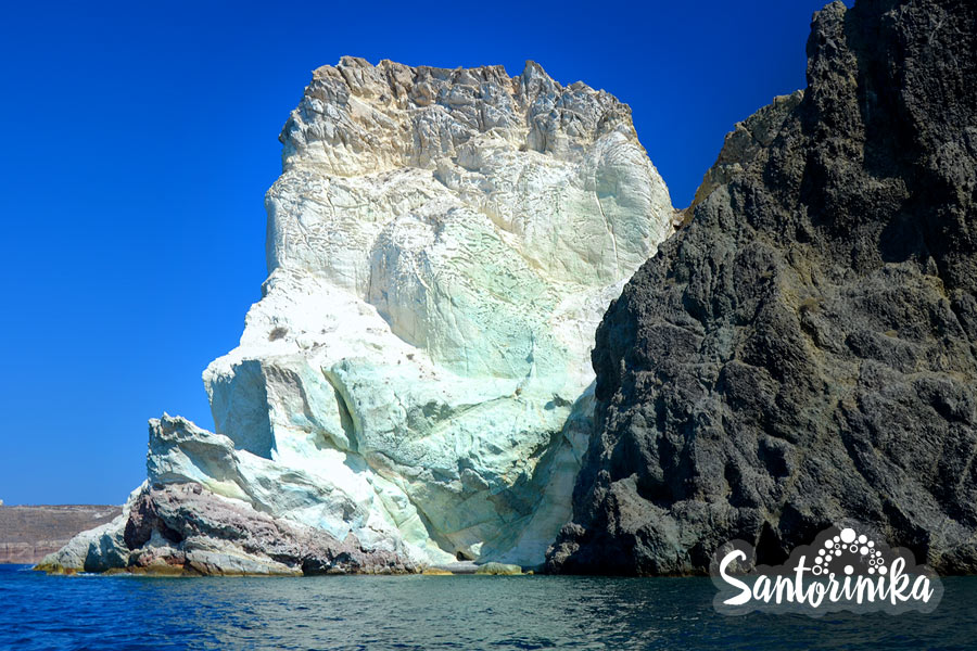 Rocks on White beach, Santorini, Greece