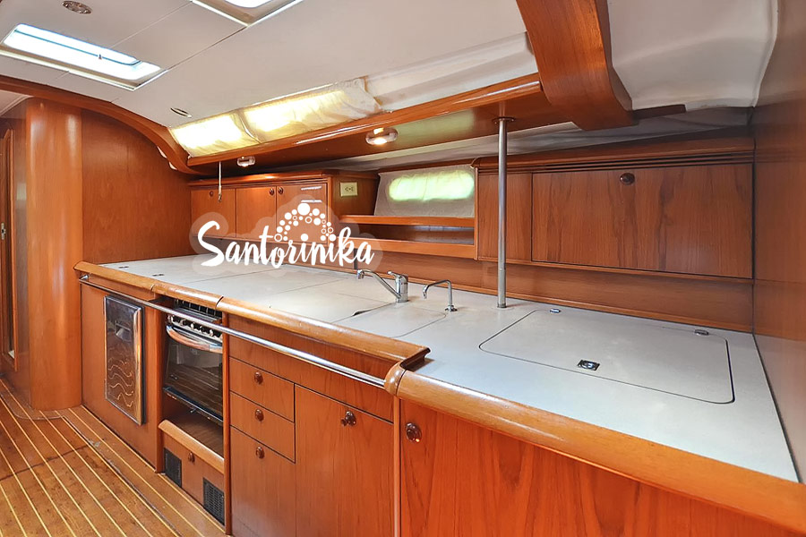 Renting a yacht in Santorini: galley (kitchen) on the Jeanneau 49