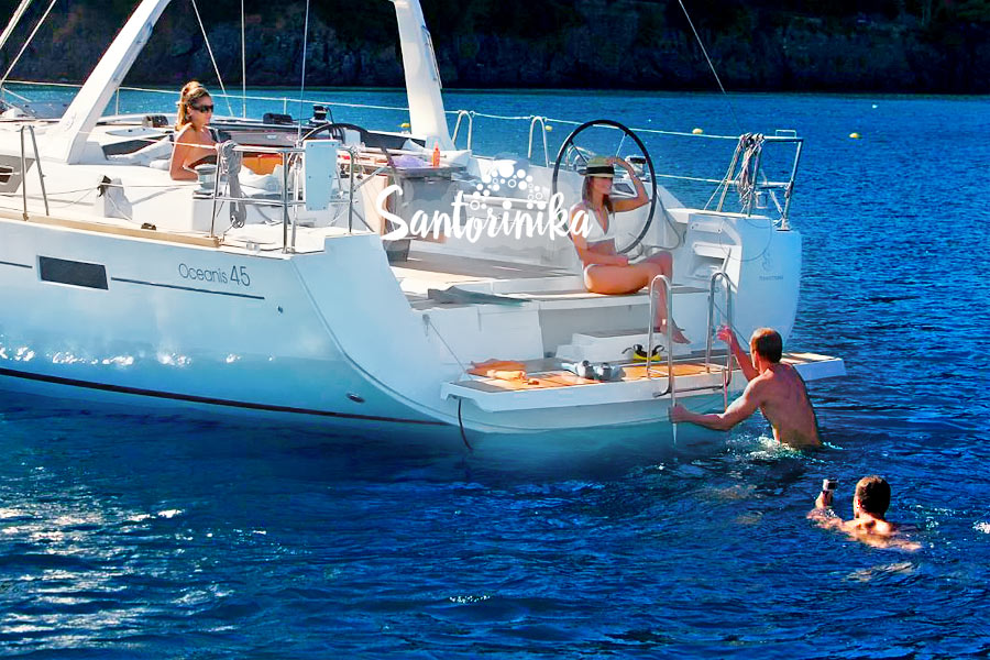 Beneteau Oceanis 45 bathing platform, Santorini, Greece