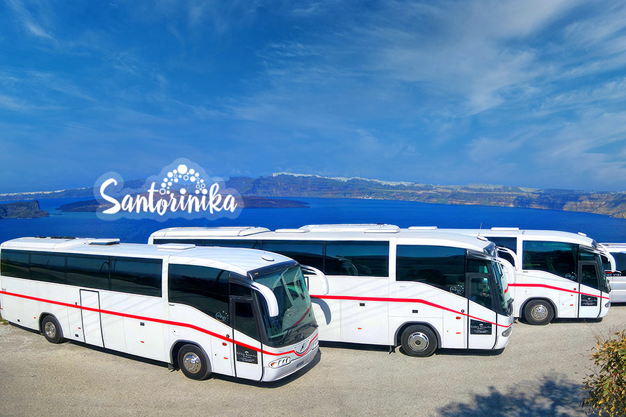 Большие 50-местные автобусы Volvo Irizar в аренду на Санторини для групповых трансферов